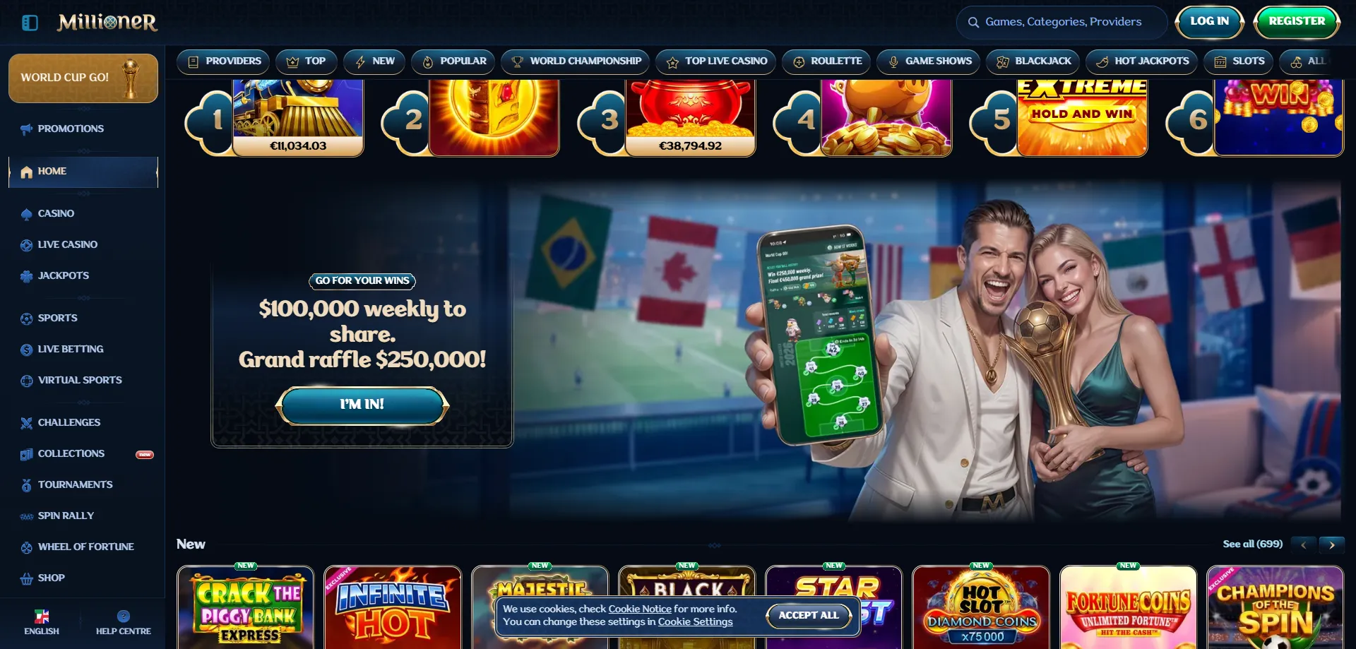 App mobile Millioner Casino per iOS e Android giochi ottimizzati