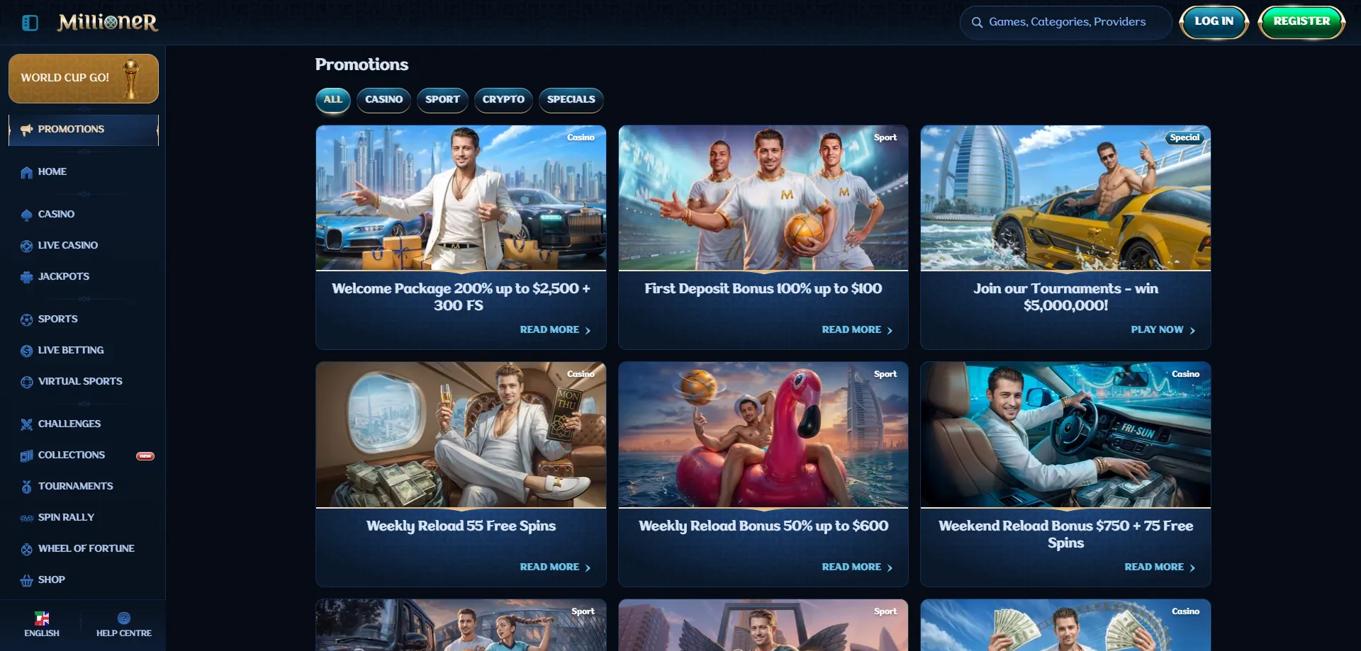 Millioner Casino bonus di benvenuto fino a &euro;500 e giri gratis